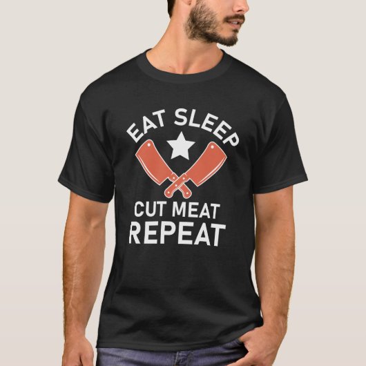食べ肉リピート – 肉屋引用文 Tシャツ (正面)