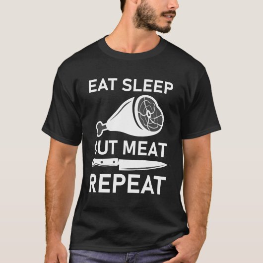食べ肉リピート – 肉屋引用文 Tシャツ (正面)