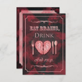 食べ脳、飲み物、ゾンビ結婚した RSVP (正面/裏面)