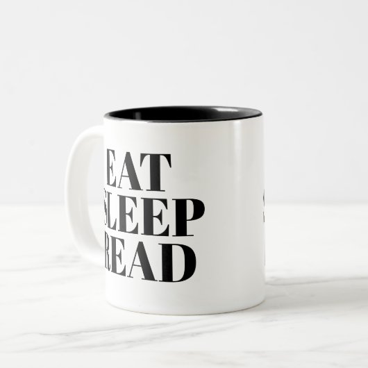 食べ読眠口 |かわいい本の恋人のスローガンMUG ツートーンマグカップ (正面左)