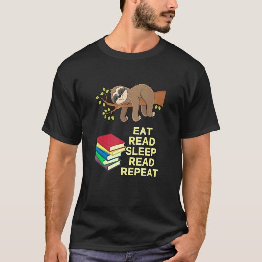 食べ読SLOTHの読プログラムを繰り返す Tシャツ (正面)