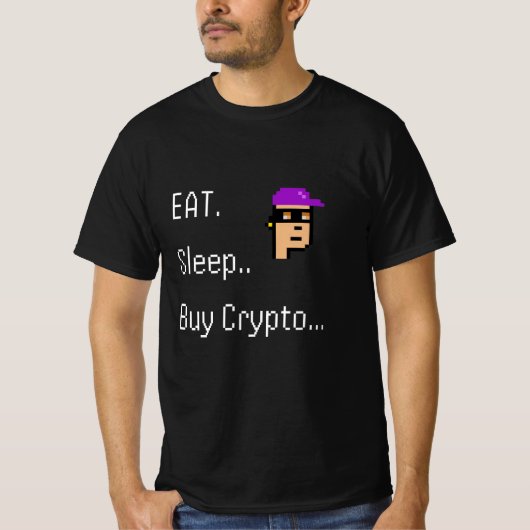 食べ買Crypto Tシャツのスリープ | NFT投資家ギフト | Tシャツ (正面)