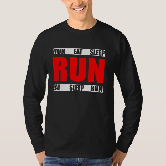 食べ走SLEEPおもしろい SLEEP RUNNER引用文 Tシャツ (正面)