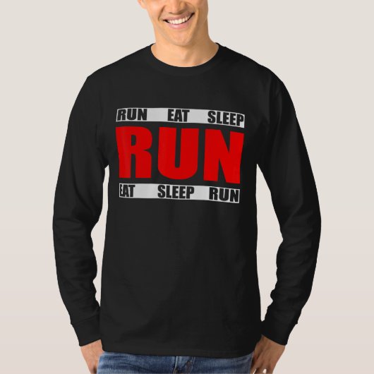 食べ走Sleep Repeat -走Runner引用文 Tシャツ (正面)