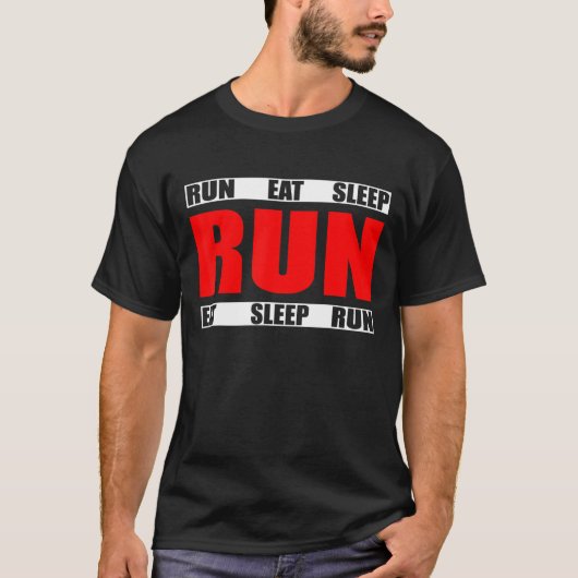食べ走Sleep Repeat -走Runner引用文 Tシャツ (正面)