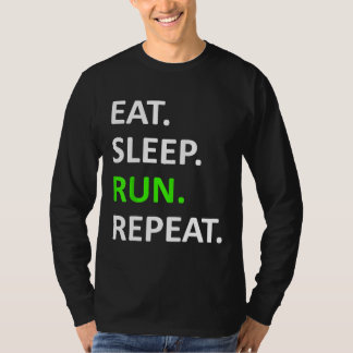食べ走Sleep Repeat Shirtおもしろい Runner Shirt Tシャツ