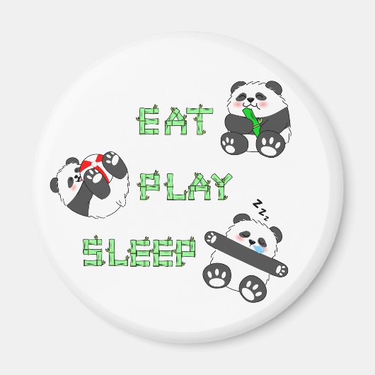 食べ遊寝可愛いベビーパンダ快適な生活 マグネット (正面)