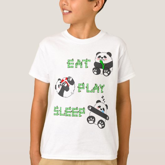食べ遊寝可愛いベビーパンダ快適な生活 Tシャツ (正面)