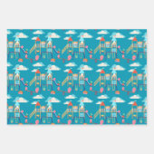 食べ遊物かわいいまんがキラキラしたキッズ ラッピングペーパーシート (正面)