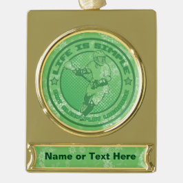 食べ遊眠るラクロスのクリスマスの飾り ゴールドプレートバナーオーナメント