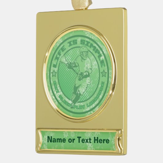 食べ遊眠るラクロスのクリスマスの飾り ゴールドプレートバナーオーナメント (左)