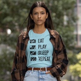 食べ遊-Sleep-Repeat Board Game Blck Womens Shirt Tシャツ