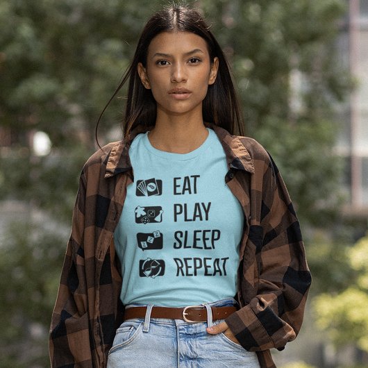 食べ遊-Sleep-Repeat Board Game Blck Womens Shirt Tシャツ