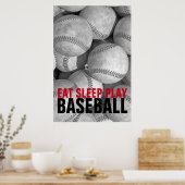 食べ遊Sleep Baseballユニーク Artwork ポスター (キッチン)