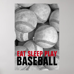 食べ遊Sleep Baseballユニーク Artwork ポスター