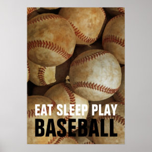 食べ遊Sleep Baseball Artwork ポスター