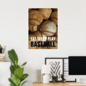 食べ遊Sleep Baseball Artwork ポスター (ホームオフィス)
