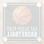 食べ遊Sleep Basketballアートワークやる気を起こさせる ガラスコースター (裏面)