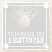 食べ遊Sleep Basketballアートワークやる気を起こさせる ガラスコースター (裏面)
