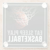 食べ遊Sleep Basketballアートワークやる気を起こさせる ガラスコースター (裏面)