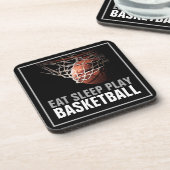 食べ遊Sleep Basketballアートワークやる気を起こさせる コースター (左側)