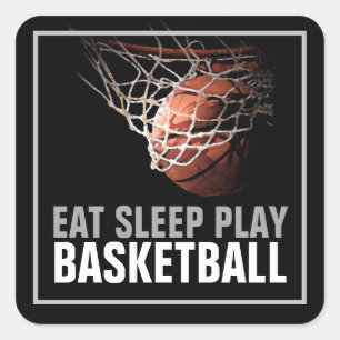 食べ遊Sleep Basketballアートワークやる気を起こさせる スクエアシール