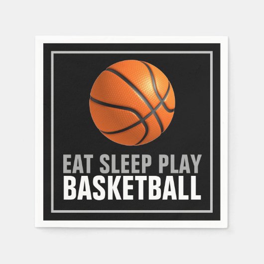 食べ遊Sleep Basketballアートワークやる気を起こさせる スタンダードカクテルナプキン (正面)