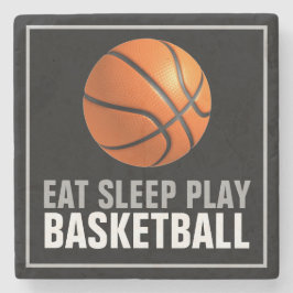 食べ遊Sleep Basketballアートワークやる気を起こさせる ストーンコースター