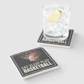 食べ遊Sleep Basketballアートワークやる気を起こさせる ストーンコースター (横)