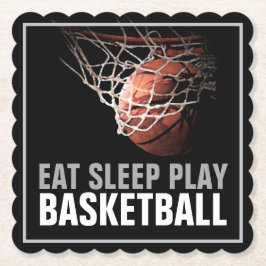 食べ遊Sleep Basketballアートワークやる気を起こさせる ペーパーコースター