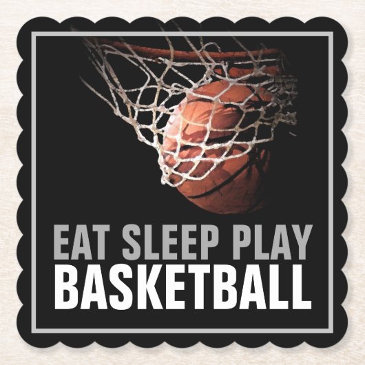 食べ遊Sleep Basketballアートワークやる気を起こさせる ペーパーコースター (正面)