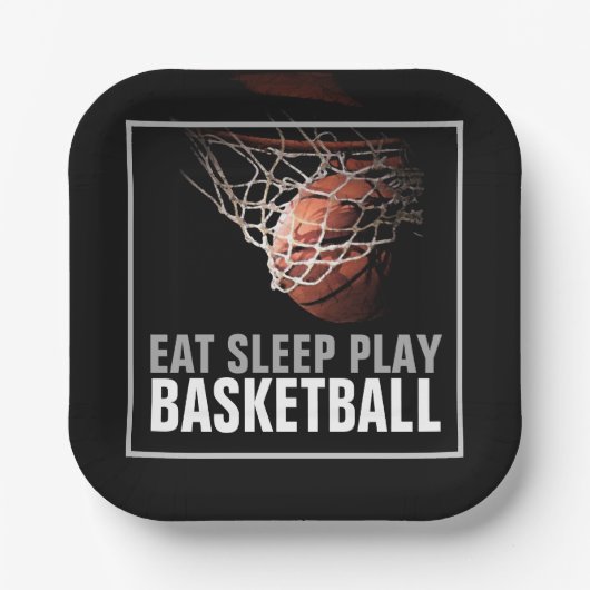食べ遊Sleep Basketballアートワークやる気を起こさせる ペーパープレート (正面)