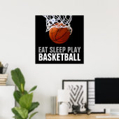 食べ遊Sleep Basketballポスター – ユニークプリント ポスター (ホームオフィス)
