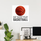 食べ遊Sleep Basketballユニーク Artwork Poster ポスター (ホームオフィス)