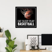 食べ遊Sleep Basketball Artwork Poster ポスター (ホームオフィス)