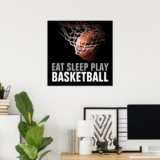 食べ遊Sleep Basketball Artwork Poster ポスター (ホームオフィス)