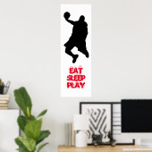 食べ遊Sleep Basketball Player Silette Poster ポスター (ホームオフィス)