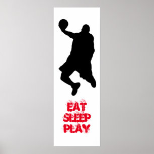 食べ遊Sleep Basketball Player Silette Poster ポスター