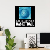 食べ遊Sleep Blue Basketballアートワーク ポスター (ホームオフィス)