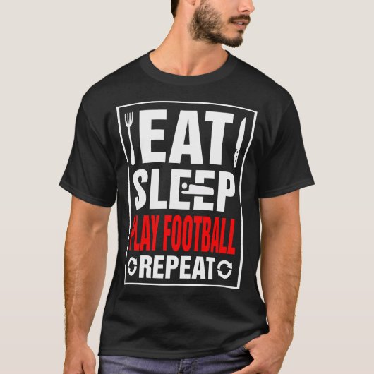 食べ遊Sleep Football Repeat Tシャツ (正面)