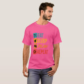 食べ遊Sleep Repeat Video Game Tシャツ (正面フル)