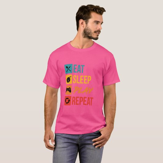 食べ遊Sleep Repeat Video Game Tシャツ (正面フル)
