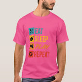 食べ遊Sleep Repeat Video Game Tシャツ (正面)
