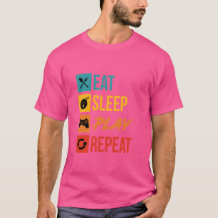 食べ遊Sleep Repeat Video Game Tシャツ