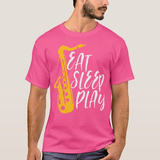 食べ遊Sleep Saxphone Player Orchestra Music Ja Tシャツ (正面)