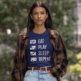 食べ遊Womens Shirtのスリープリピート盤ゲーム Tシャツ