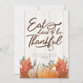 食べ酒を飲み感謝する。感謝祭のディナー サンキューカード (正面)