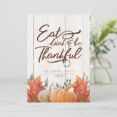 食べ酒を飲み感謝する。感謝祭のディナー サンキューカード (スタンド正面)