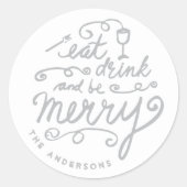 食べ酒を飲んで楽しいクリスマスの食べ物 ラウンドシール (正面)