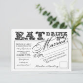 食べ酒を飲んで結婚結婚したRSVP 出欠カード (スタンド正面)